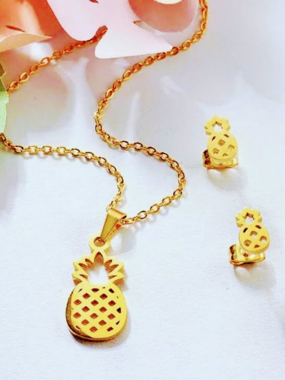 Pineapple Necklace Set Stainless Steel Trendy Jewelry